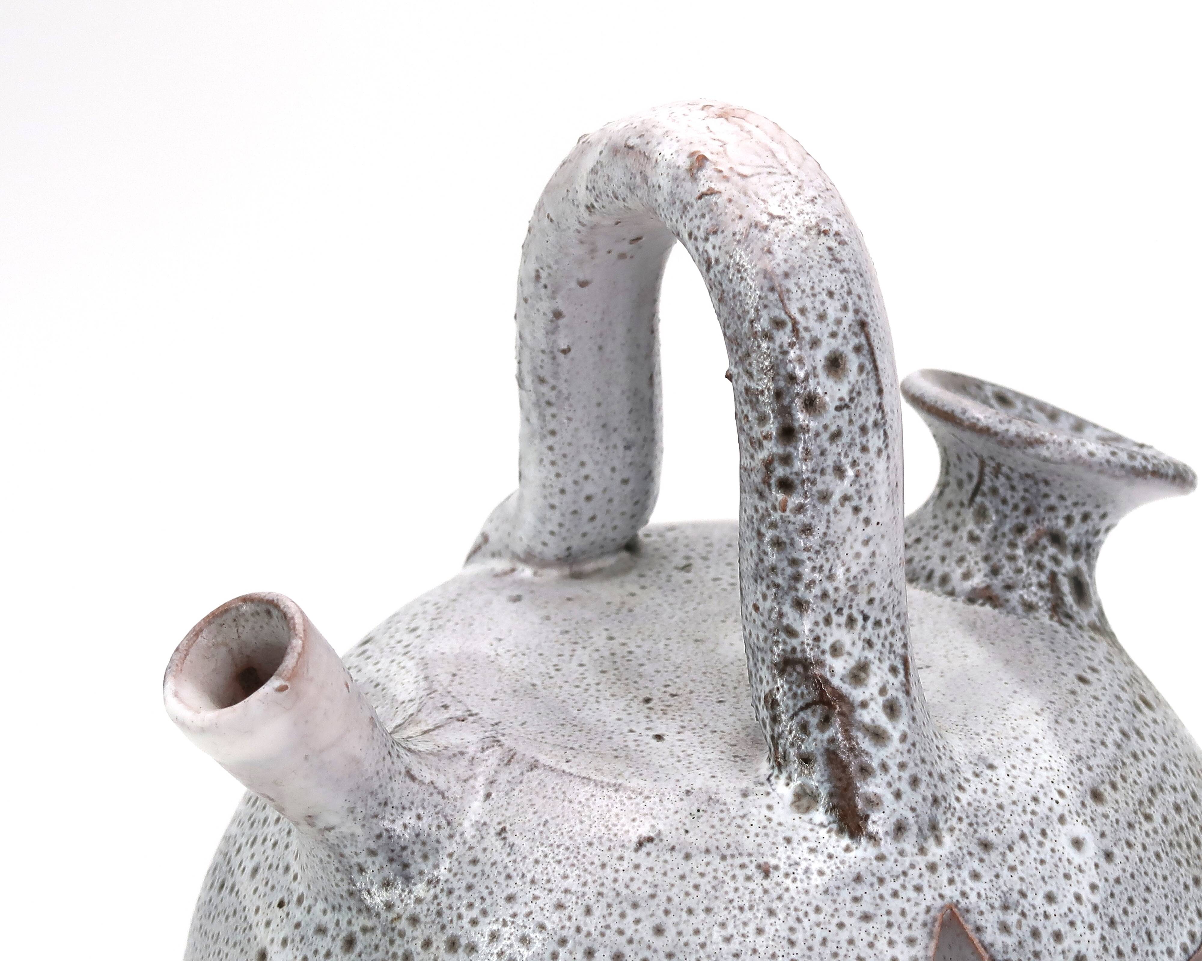 Lampe en céramique de Vallauris avec fleur ajourée, années 60