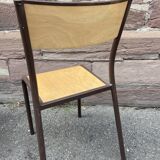 Set of 6 vintage industrial school chairs for communities mullca delagrave tube & wood