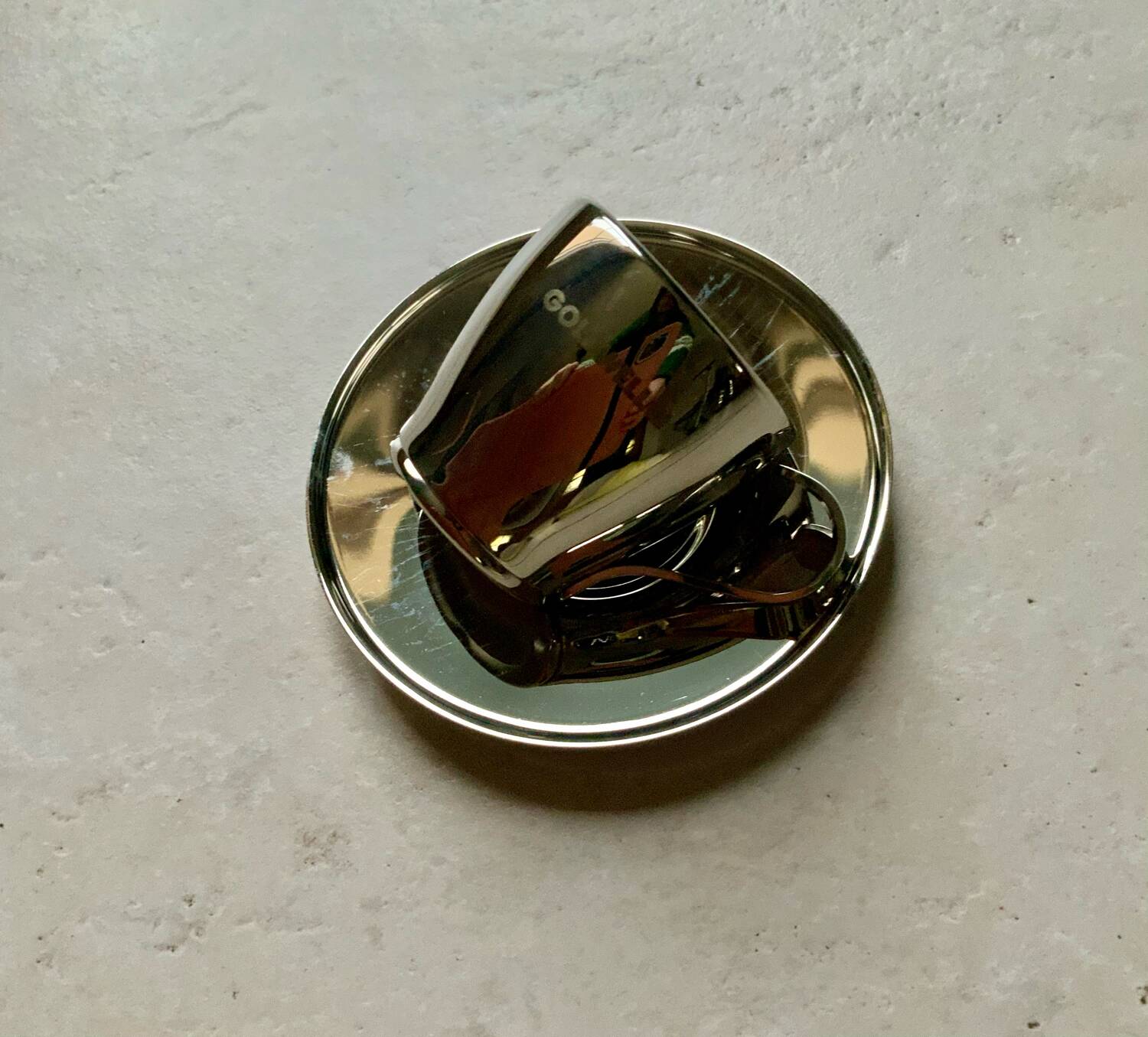 Set of 6 "Space Age" mirror polished stainless steel espresso cups - Sola Swi