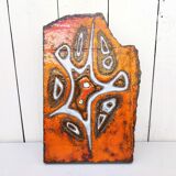 Plaque ceramique pierre de lave émaillée décor abstrait