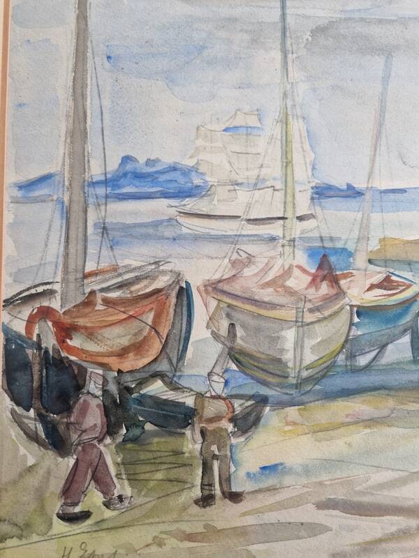 Henri Epstein (1891-1944) - Watercolor on paper - Beach scene - Signed