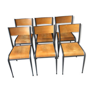 6 chaises scolaire vintage - pieds compas