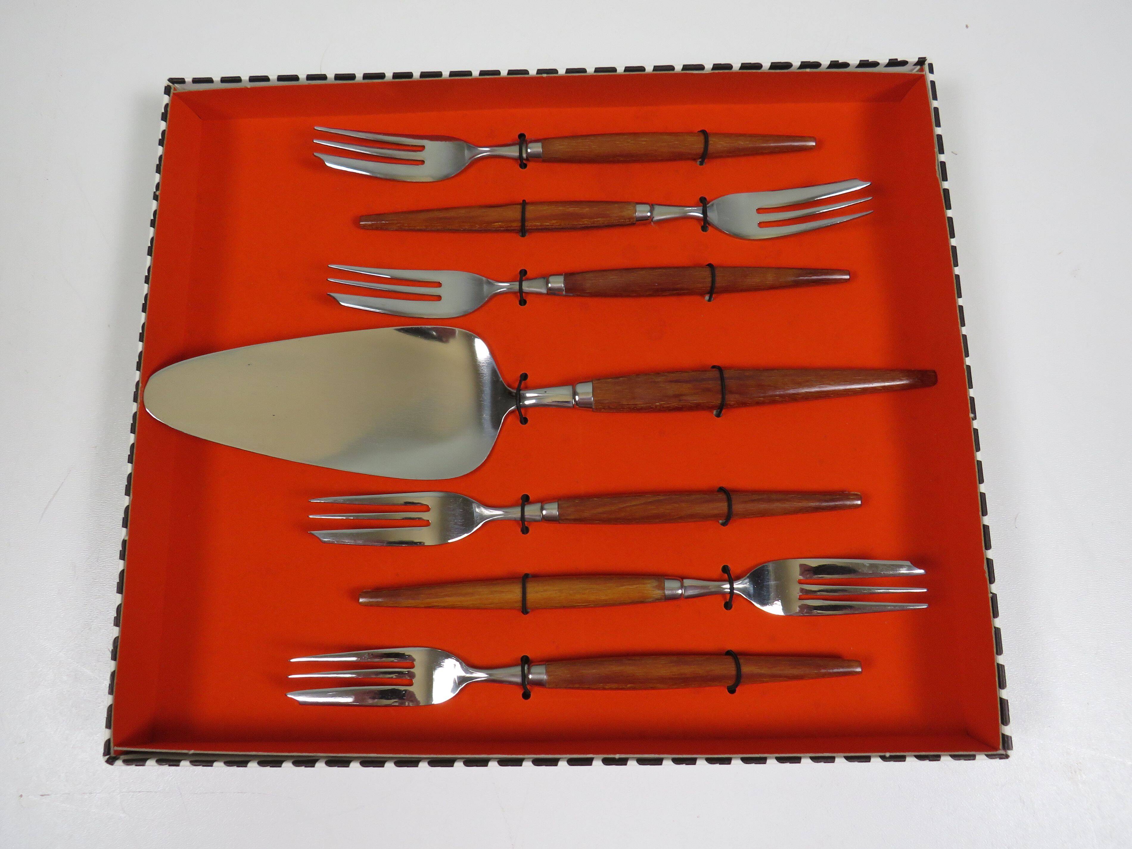 Vintage Dutch cake server Amefa in stainless steel and teak – an