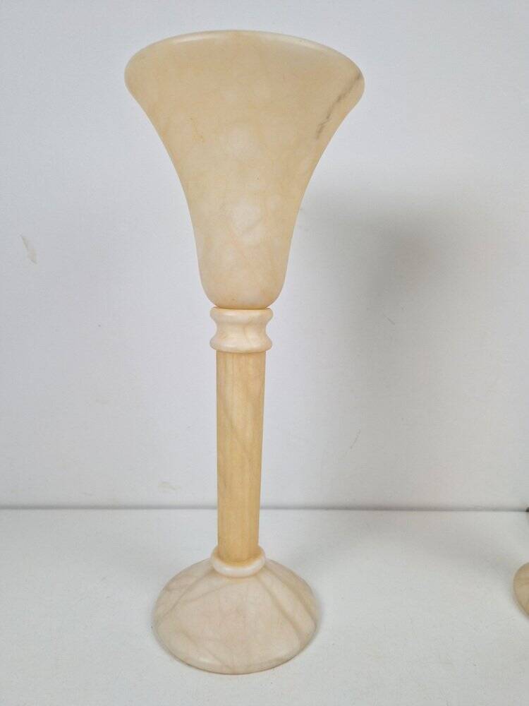 Lampes de table en albâtre vintage en marbre, années 1970, ensemble de 2
