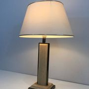 Table Lamp in Travertine and Gold Chrome, French Work, circa 1970