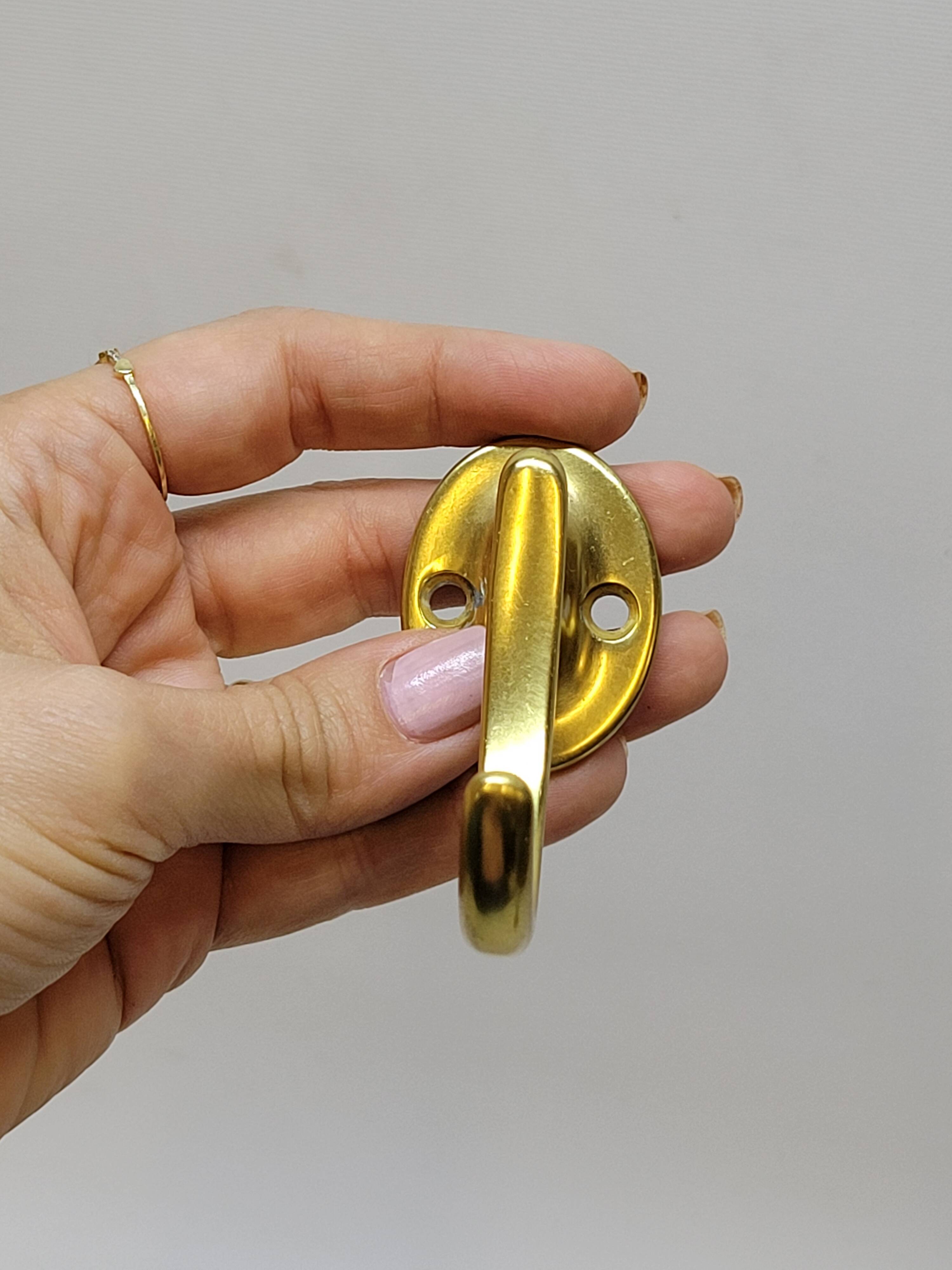 Gold-Colored Anodized Aluminum Coat Hooks, 1950s, Set of 2