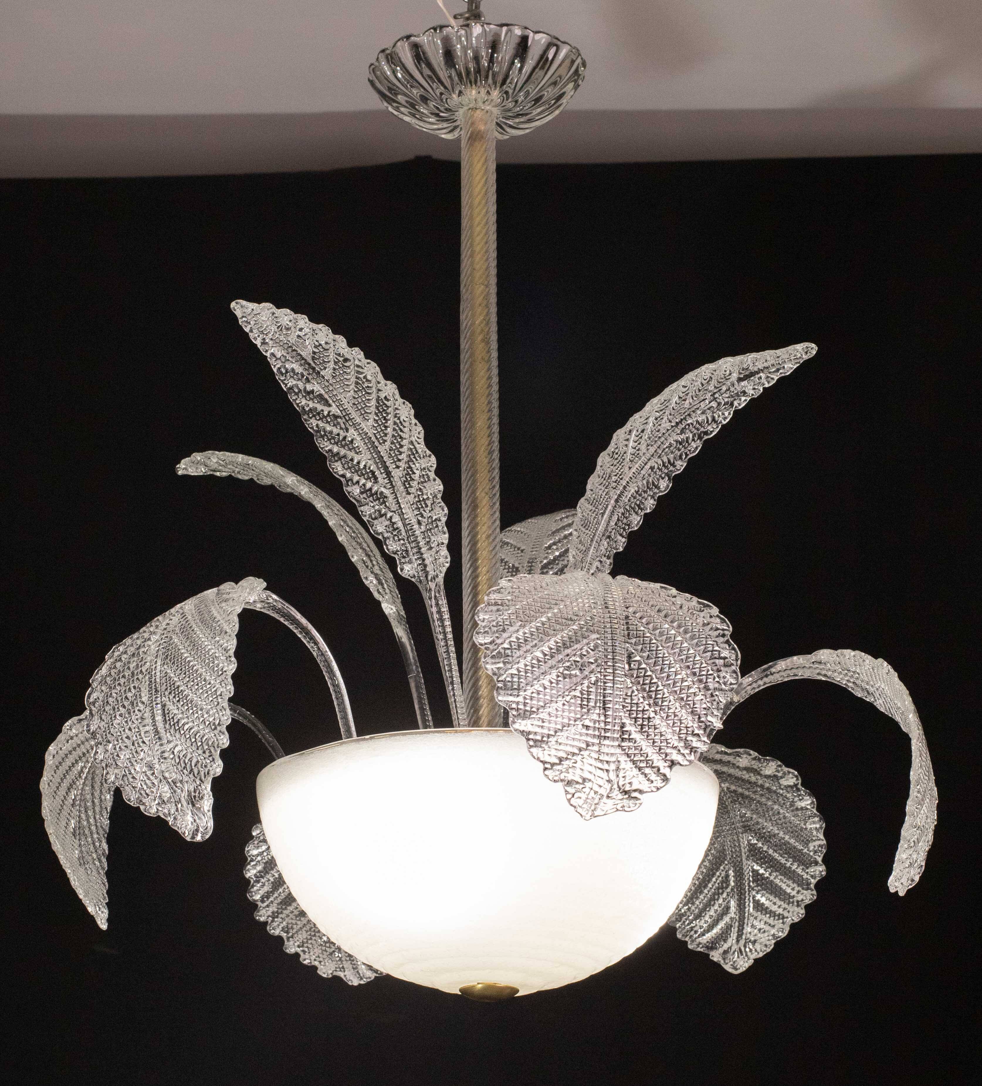 Luxury Barovier & Toso Chandelier, Murano Pulegoso Glass, 1950s