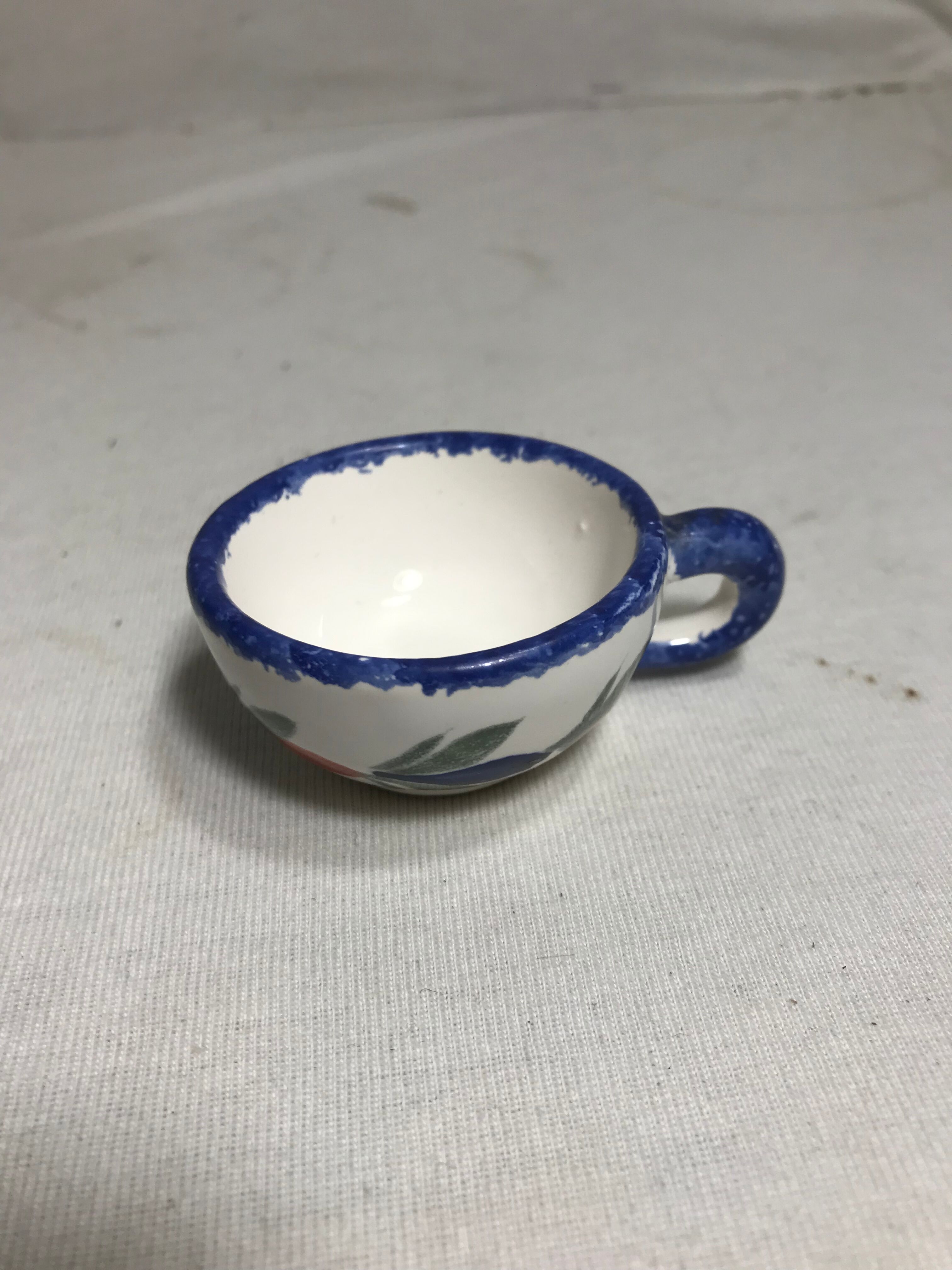 4 cups Quimper HB ceramic + drawings series painted vintage