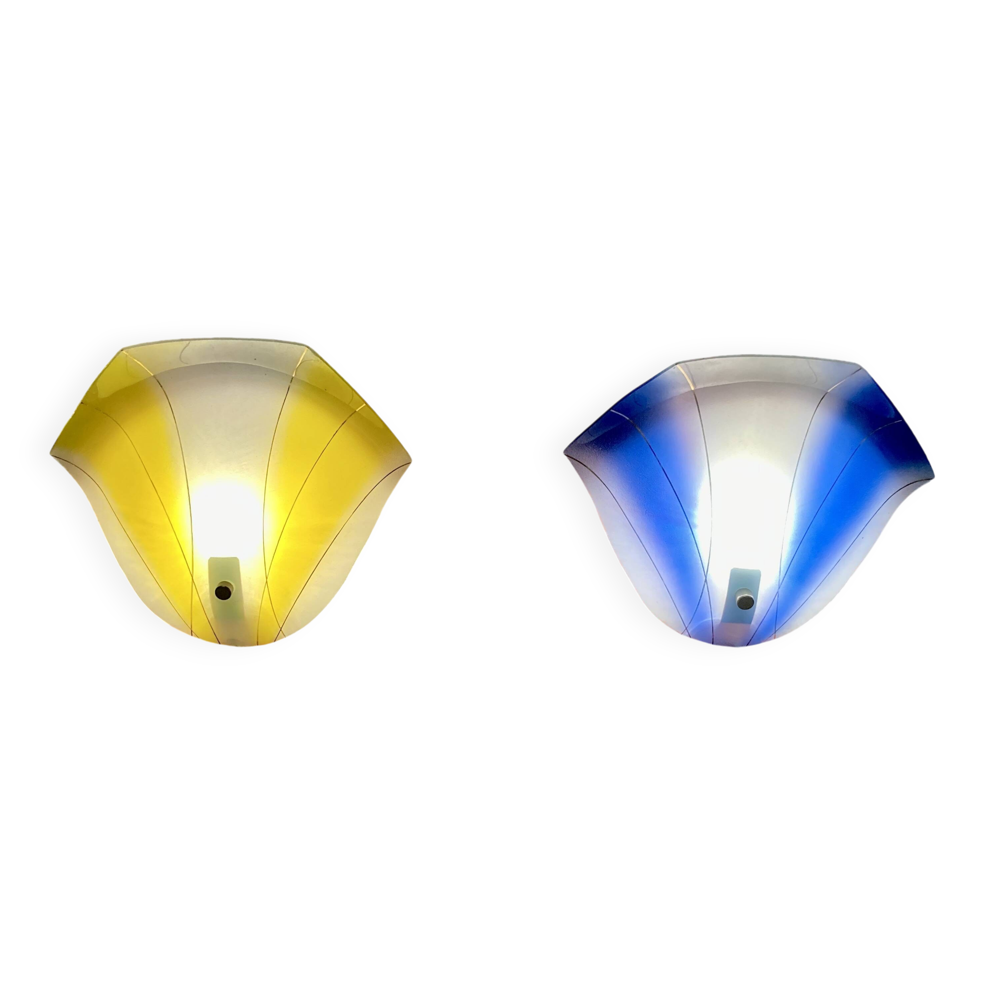 Pair of glass wall lights, Scandinavian design, 1950s