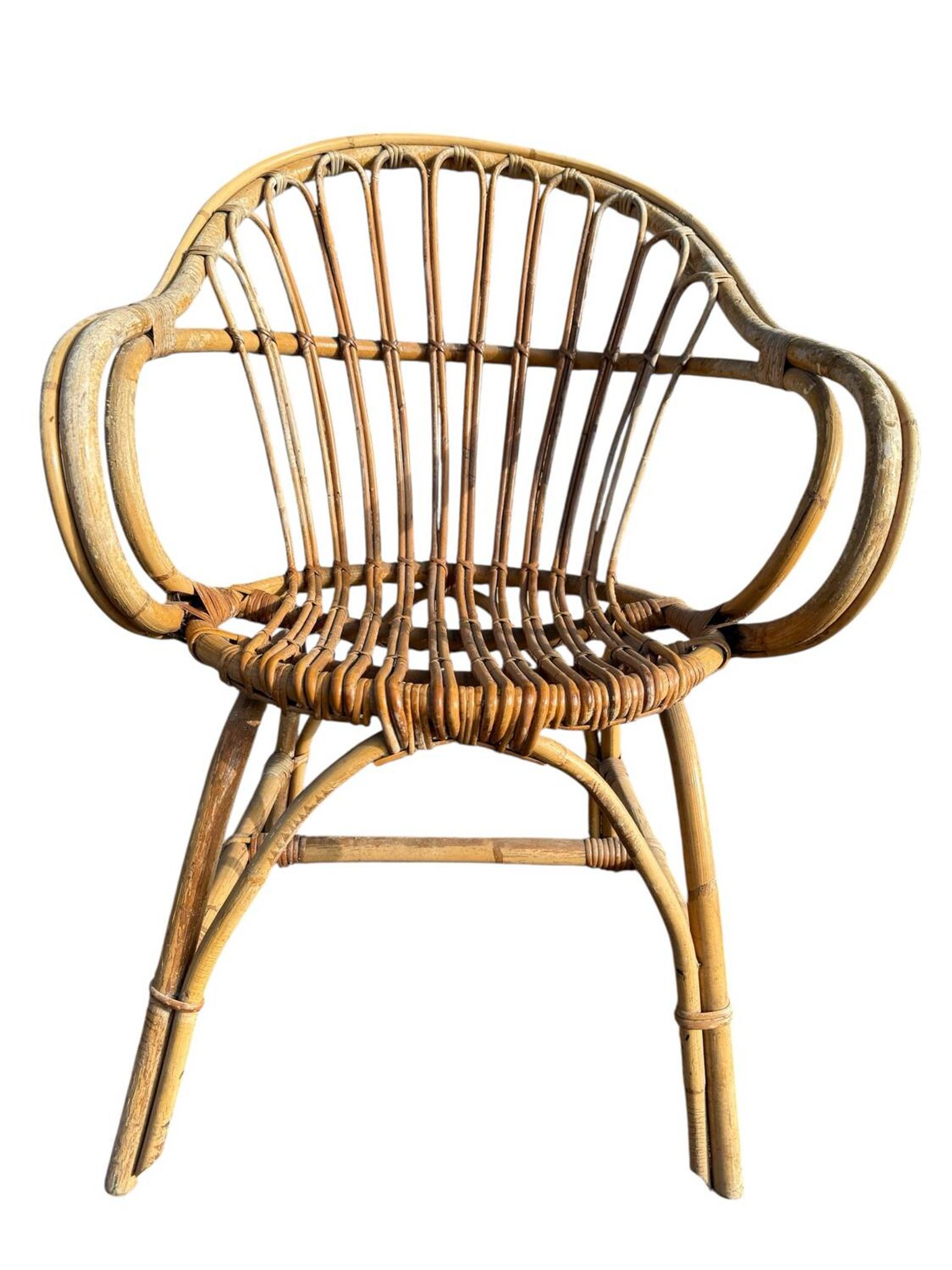 Set of 4 rattan armchairs from the 1960s, France.