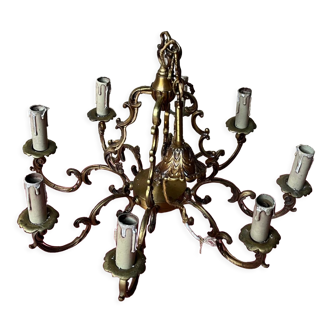 Gilded bronze chandelier 8 candles