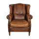 Fauteuil hollandais vintage en cuir cognac