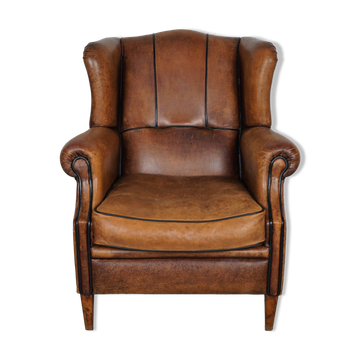 Vintage Dutch Cognac Colored Leather Club Chair