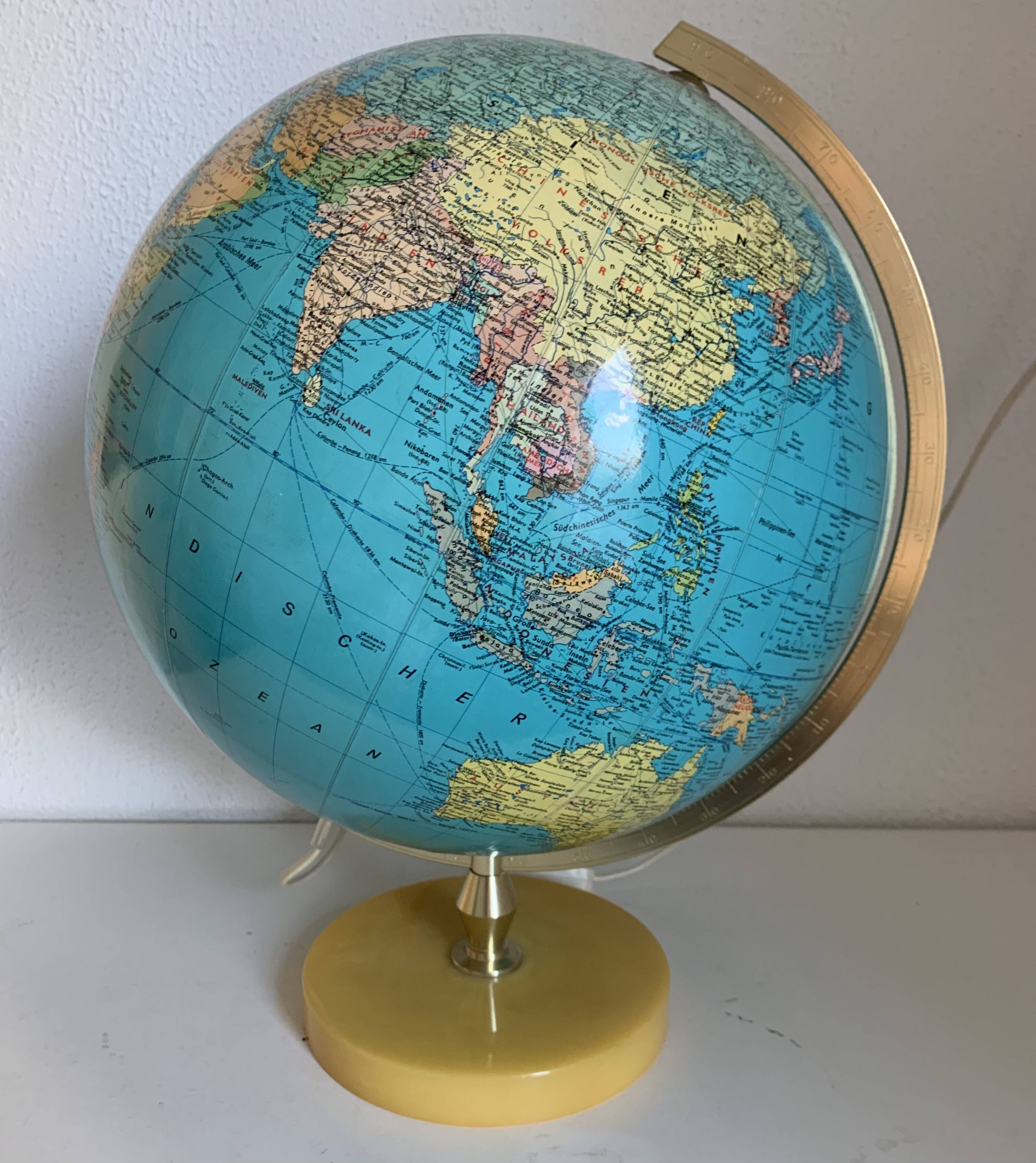 Grand globe vintage 1970 terrestre pvc jro verlag - 44 cm
