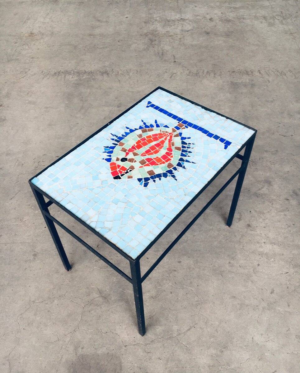 Vintage Mosaic Tile Side Table, Belgium, 1960s