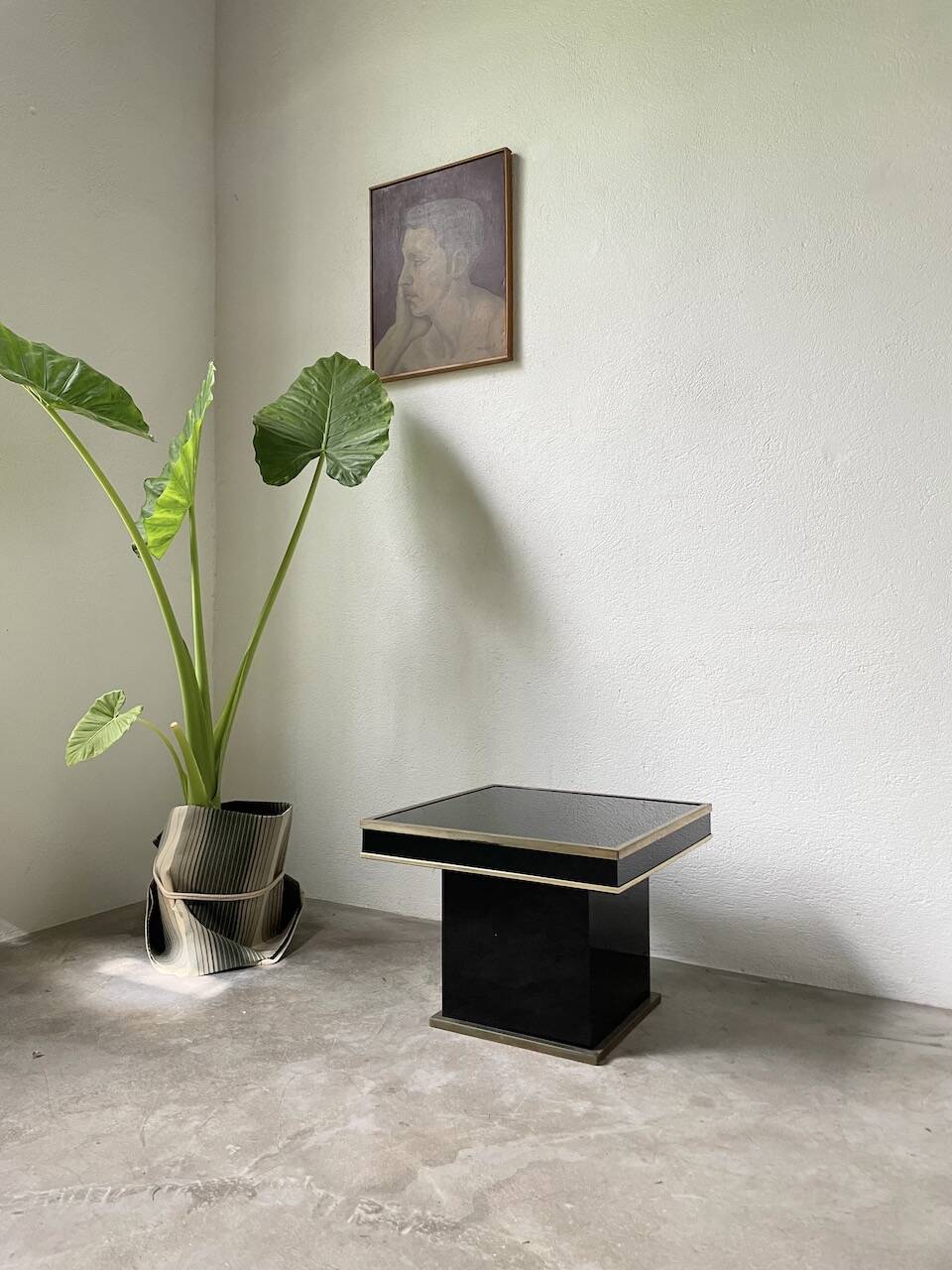 Black lacquer and brass console coffee table