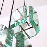 Vintage Three-Light Nile Green Glass Pendant Light by Zero Quattro, Italy