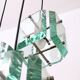 Vintage Three-Light Nile Green Glass Pendant Light by Zero Quattro, Italy
