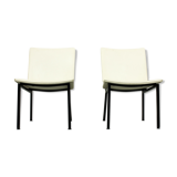 Set of 2 Industrial minimalist black metal tube frame chairs, 1960s