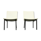 Set of 2 Industrial minimalist black metal tube frame chairs, 1960s