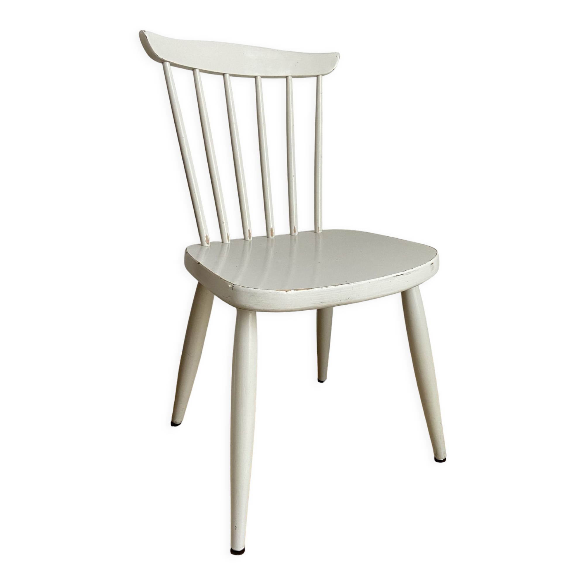 Vintage scandinavian style white chair in solid wood