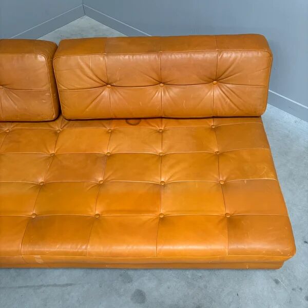 Cognac leather daybed / sofa, 1960s