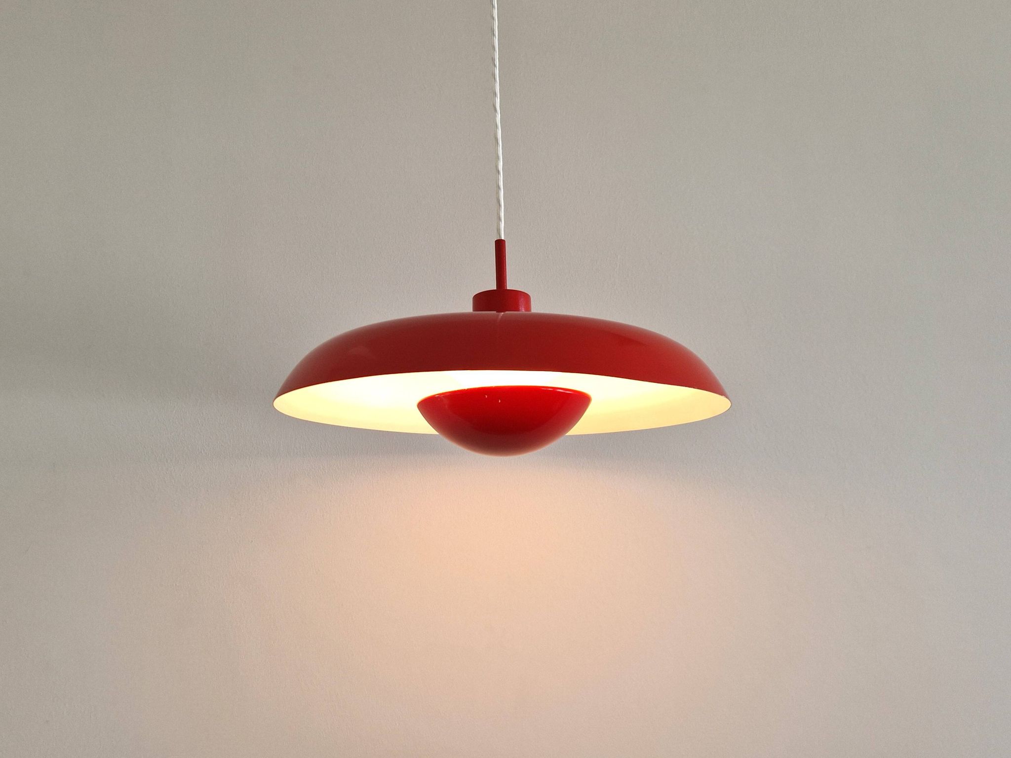 Red RA-40 pendant lamp by Piet Hein for Lyfa, Denmark 1960's