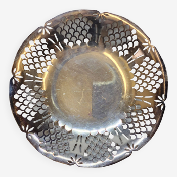 Art deco silver metal basket openwork dish