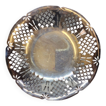 Art deco silver metal basket openwork dish
