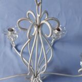Lustre à bougies en fer forgé et verre