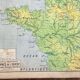 🌍Old school map Vidal-Lablache 60, 1940 - West France, Brittany