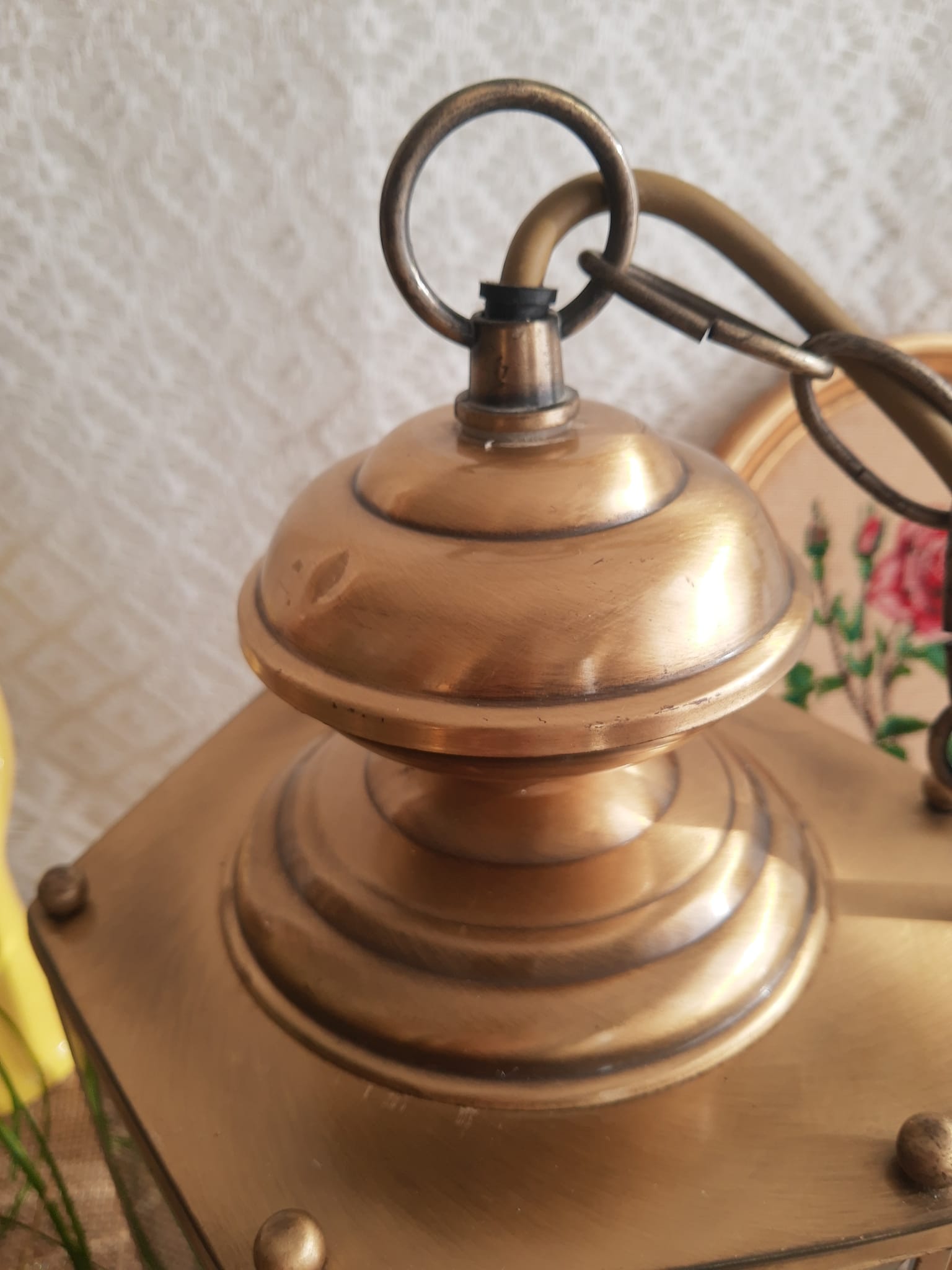 Brass and glass lantern pendant/chandelier - vintage