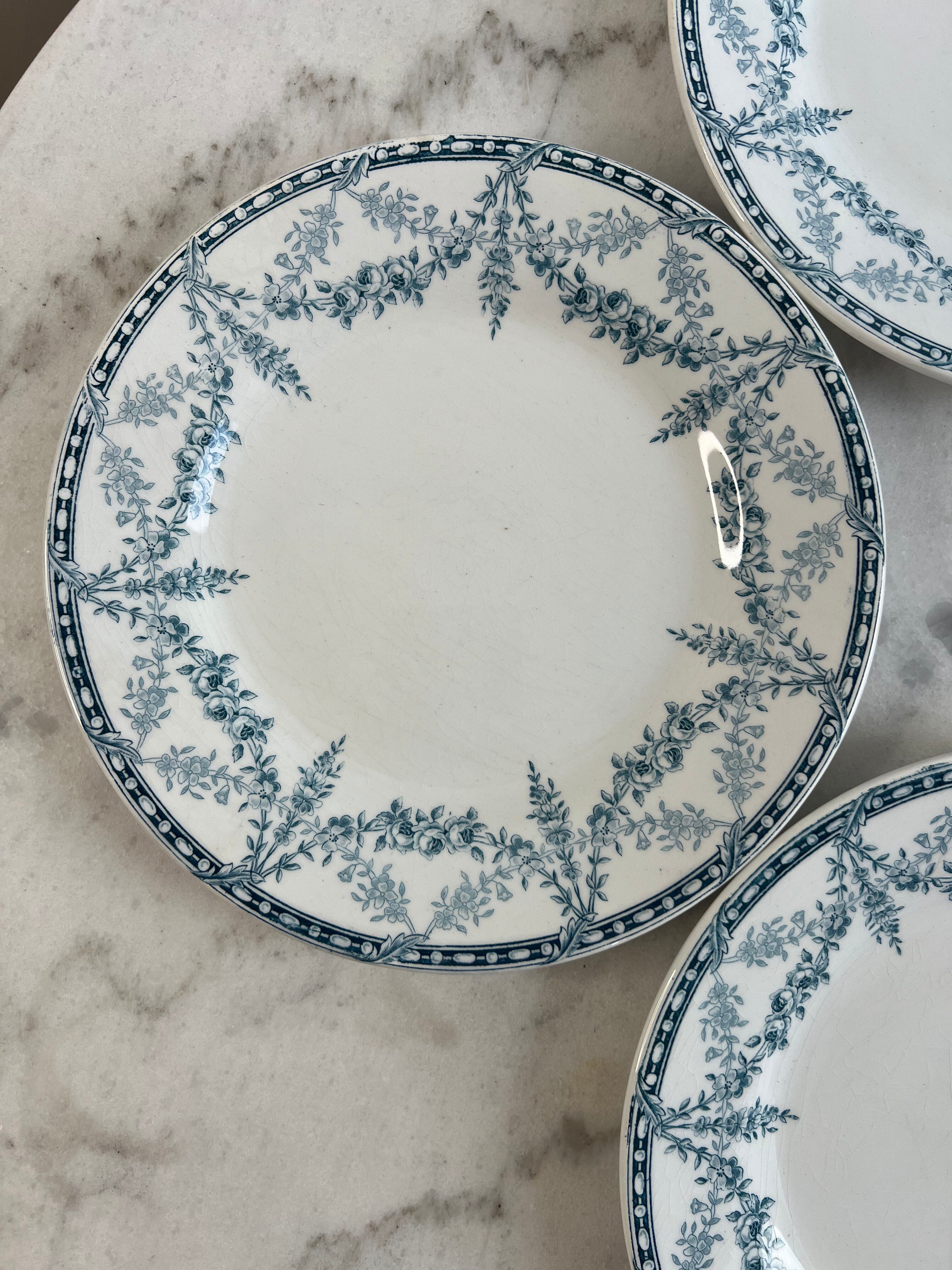 Set of 4 flat plates Creil and Montereau Labrador