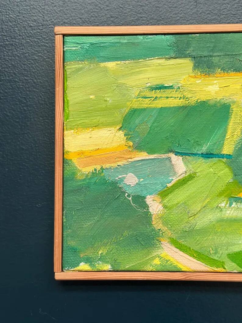 Original Swedish Oil on Canvas – “Early Summer Landscape” by Rolf Andersson – Signed – 2003 – Vintage & Framed – 24.5 × 24.5 cm