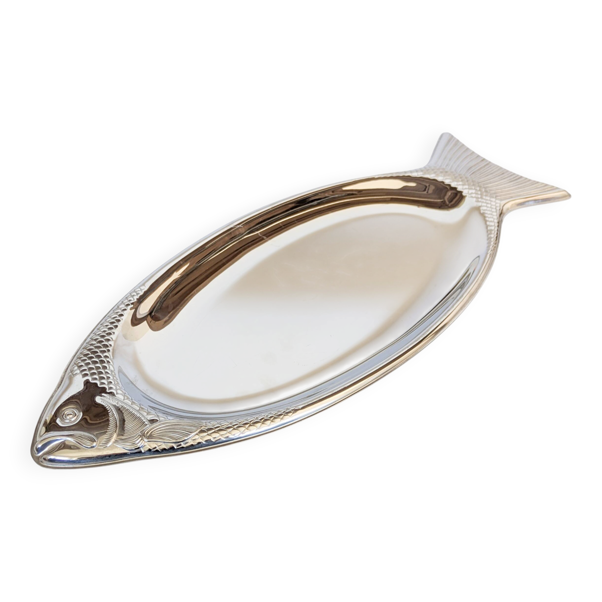 Vintage WMF Cromargan fish serving platter, stainless steel