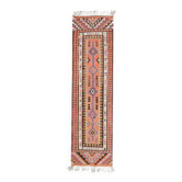 1970s Vintage Turkish Hand-Knotted Wool Cotton Orange Runner Rug 86x326