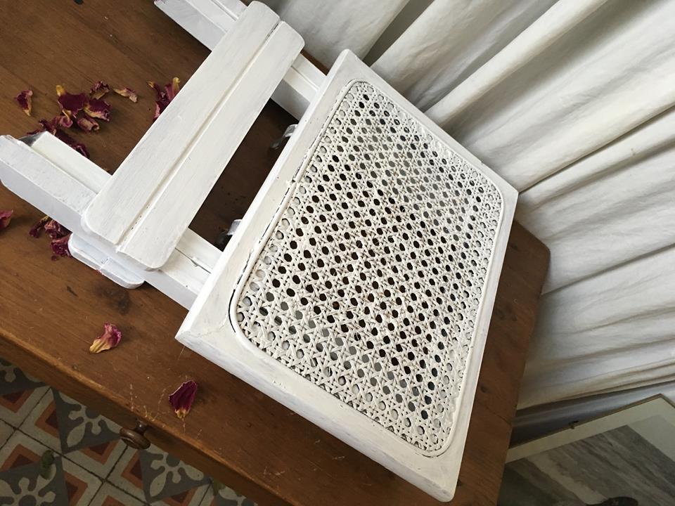 Caning vintage folding stool