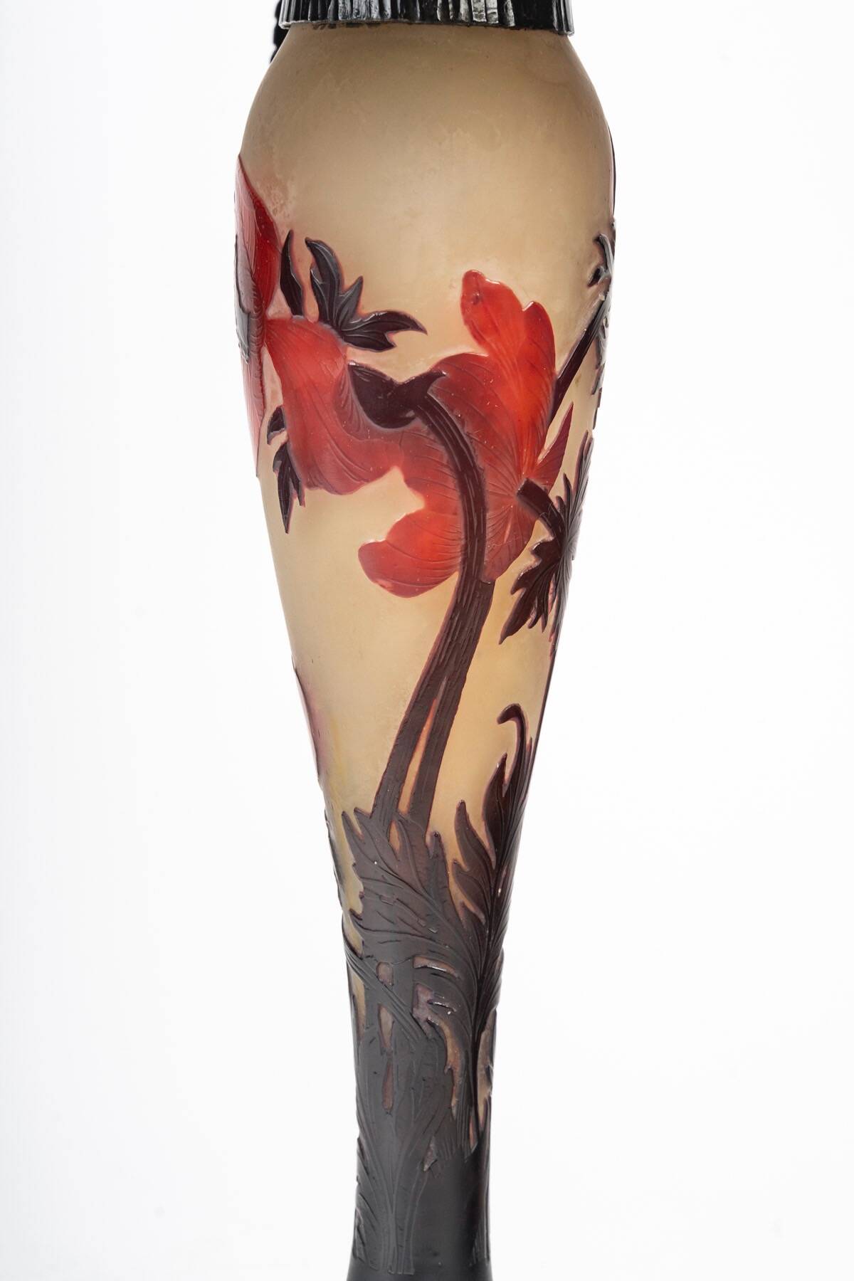 Muller Frères, Lunéville, Lampe « Anémones »  en verre., circa 1920