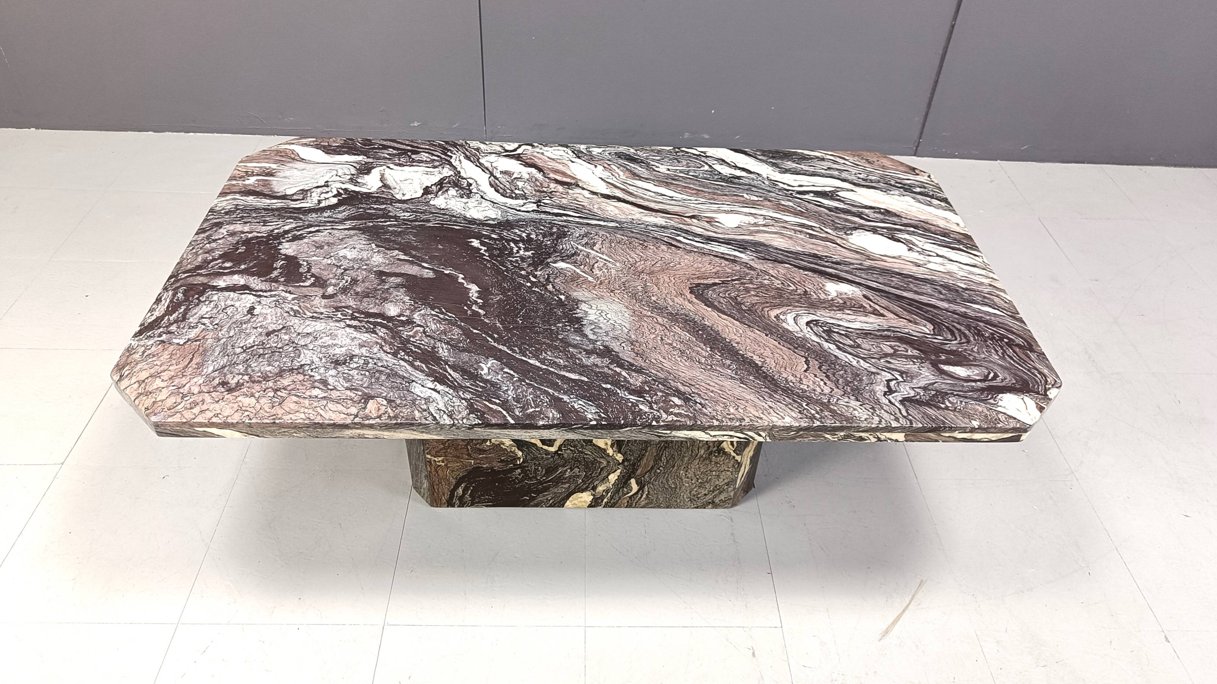 Vintage grey marble coffee table, 1970s