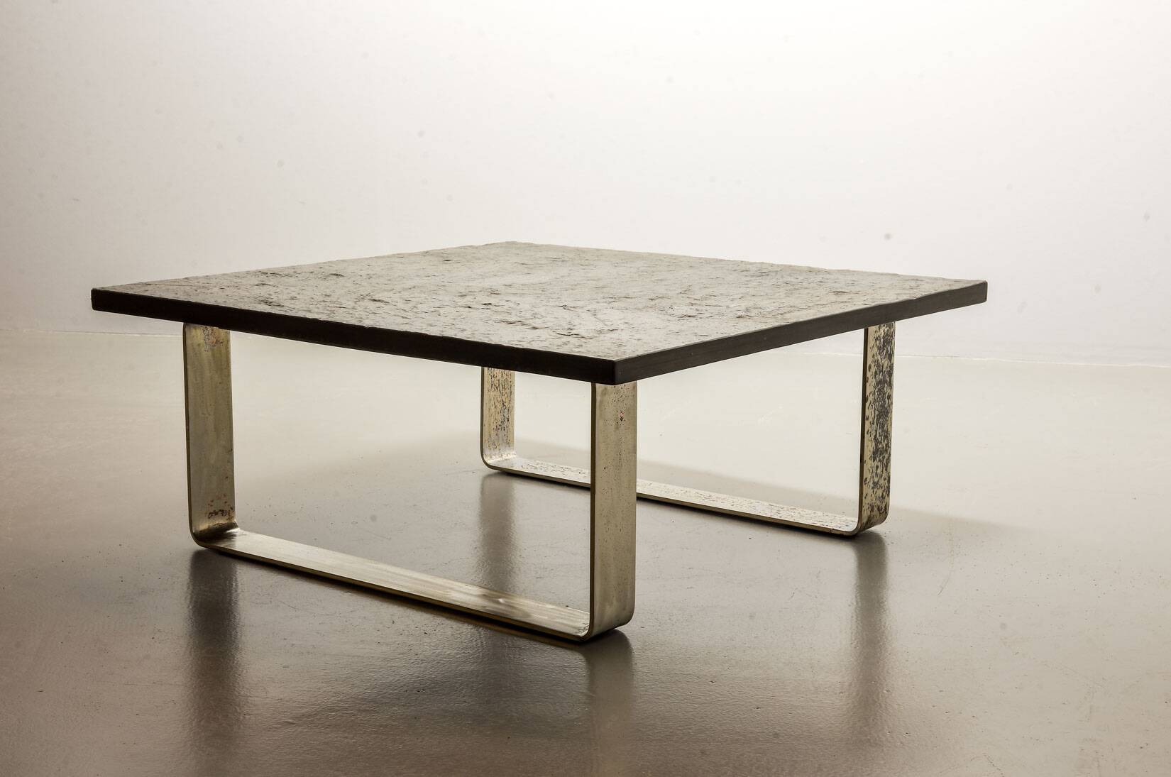 Ardesia Collection Square Slate Stone Coffee Table in Pia Manu Style, 1960s