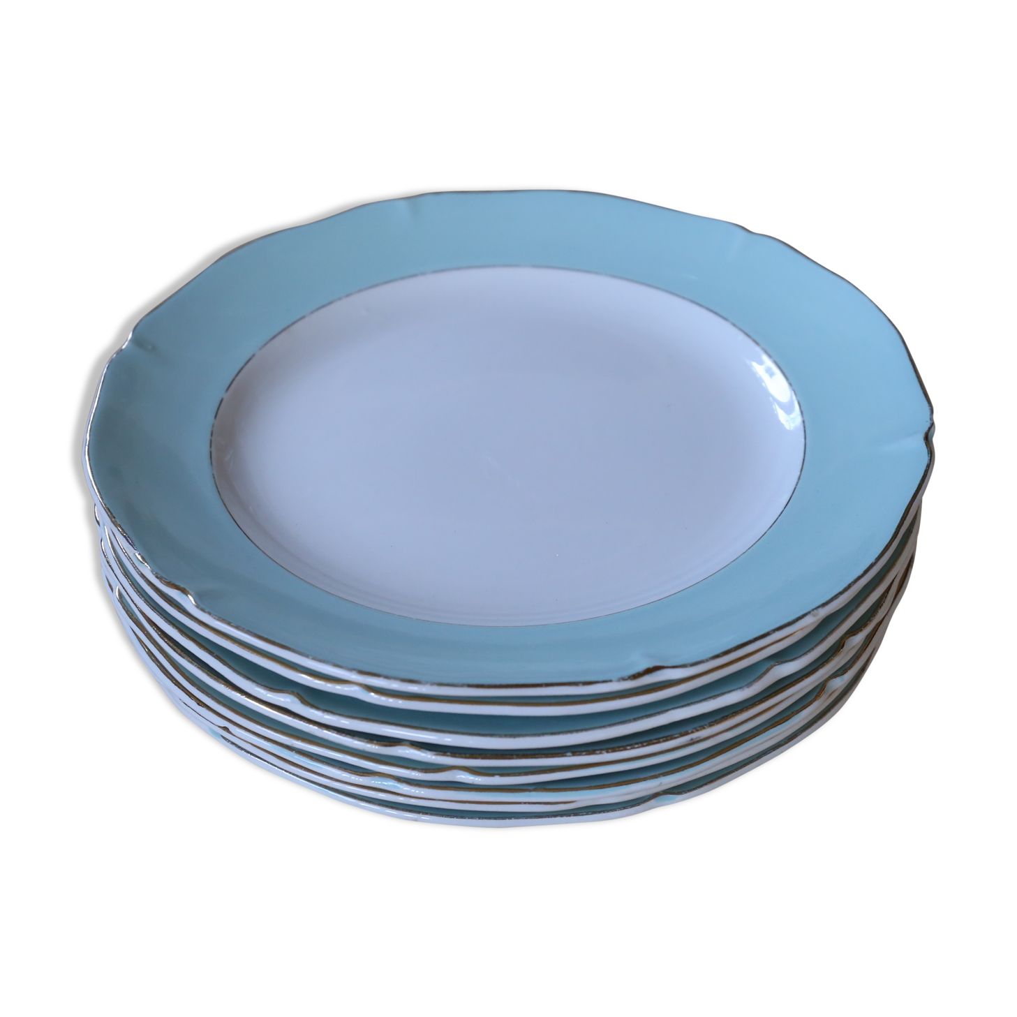 Vintage plates aqua/mint edge Ceranord