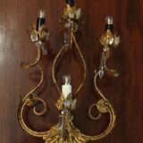 Pair of four-light gilded iron wall lamps 30 x 46 cm