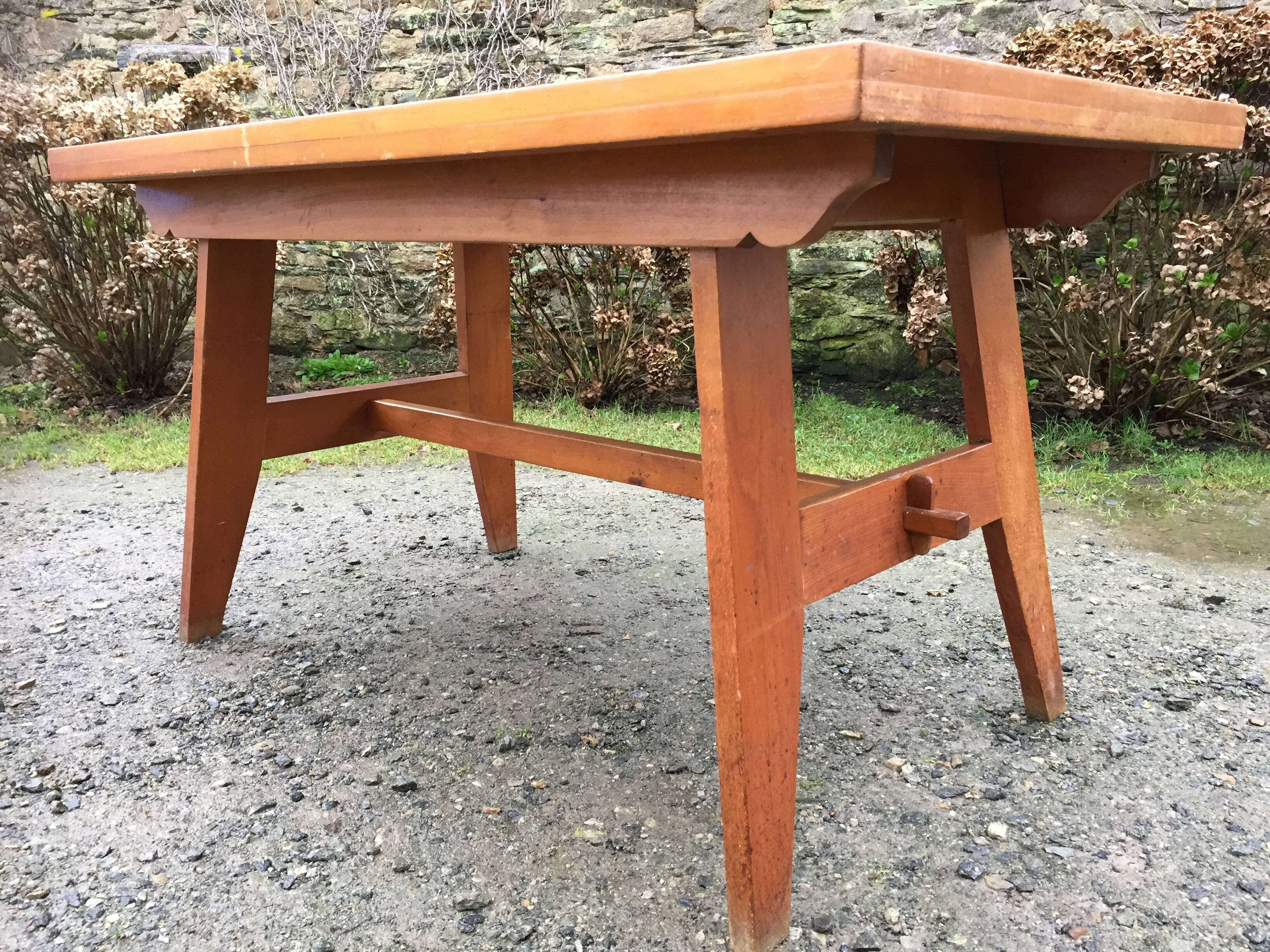 Vintage table René Gabriel in beech period reconstruction