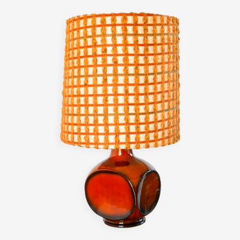 Ceramic lamp and woven wool lampshade, Design, 1970