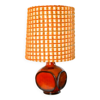 Ceramic lamp and woven wool lampshade, Design, 1970