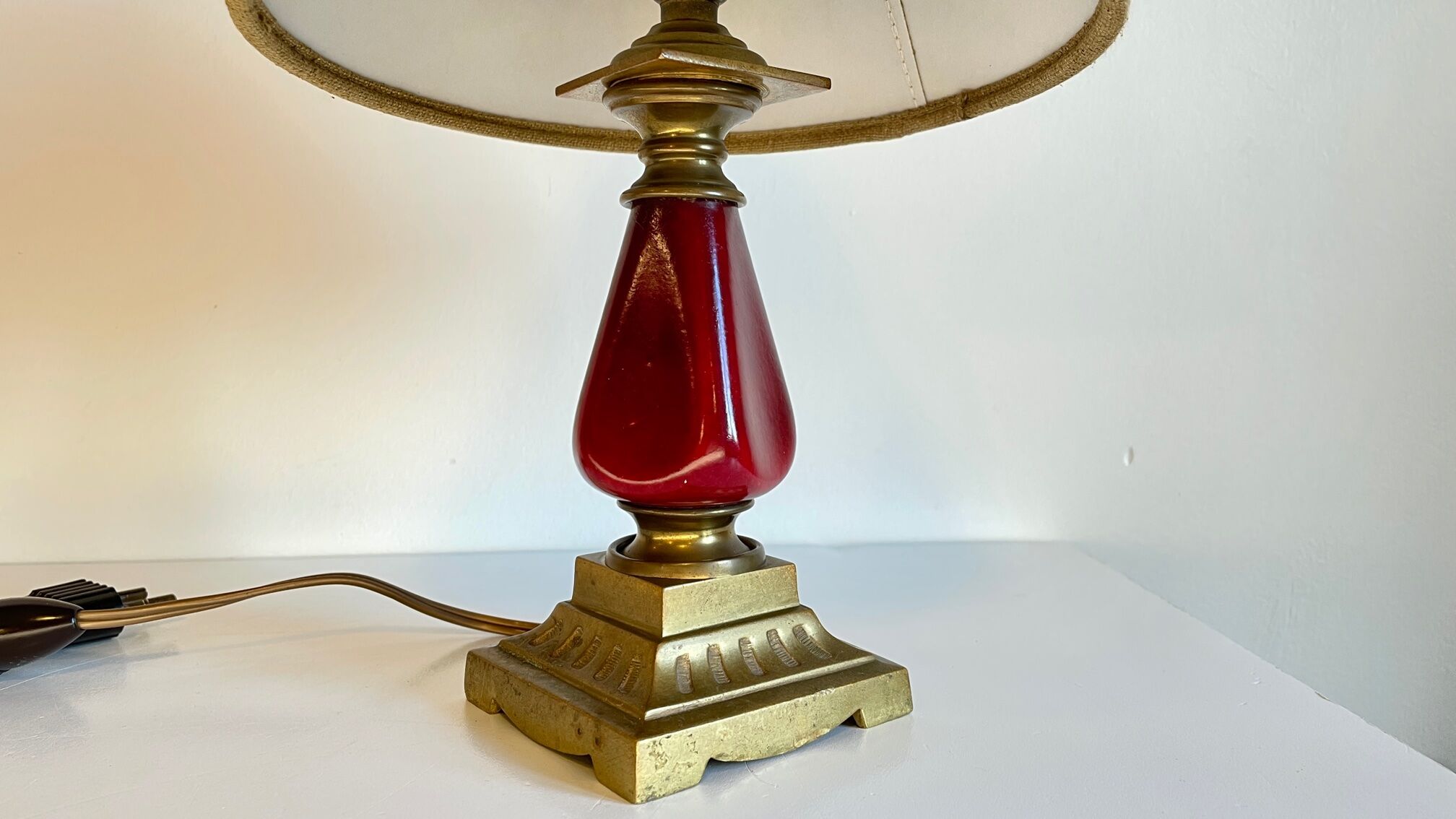 Vintage ceramic and brass lamp