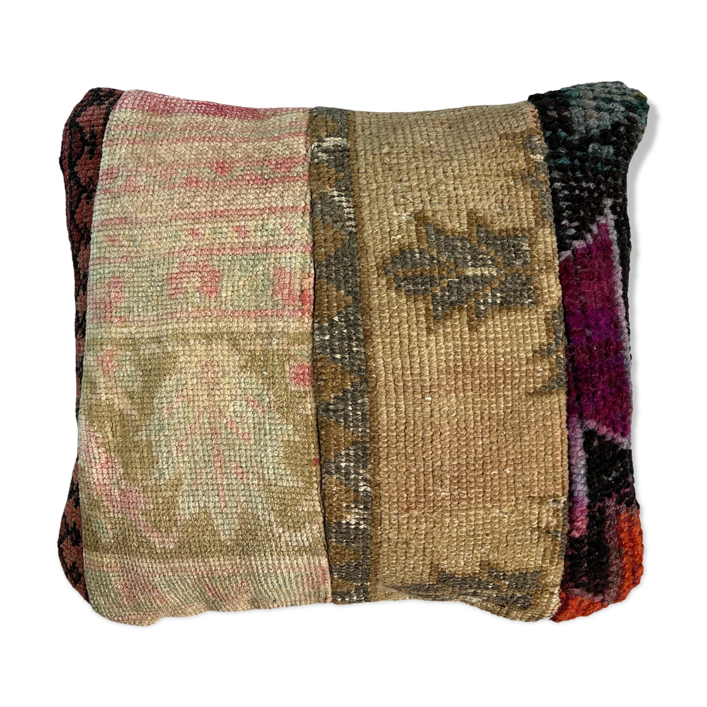Vintage Turkish Patchwork Rug Cushion Cover 40x40 cm