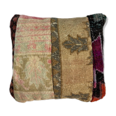 Housse coussin vintage turc patchwork tapis 40x40 cm