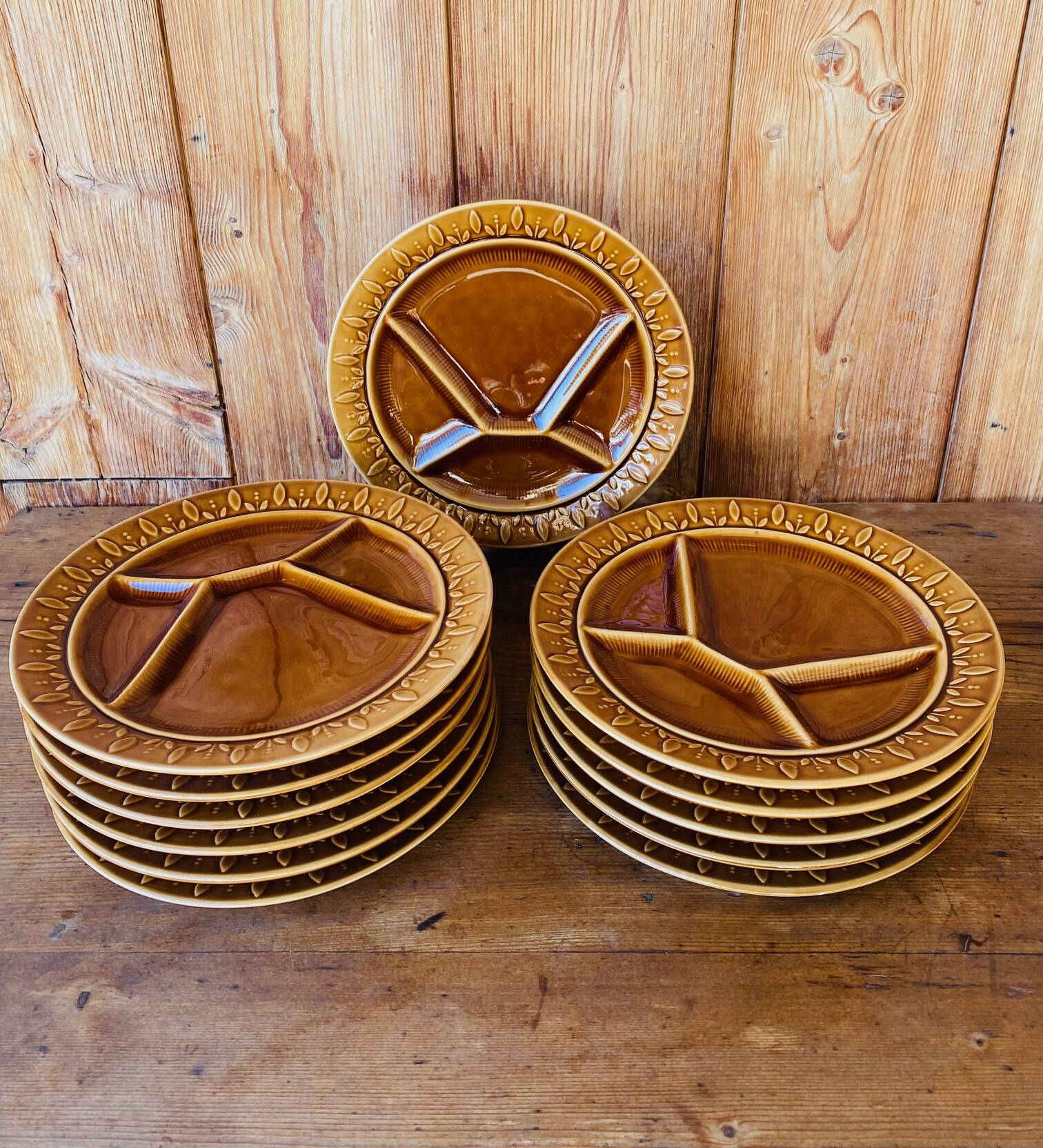 12 vintage fondue plates Sarreguemines France