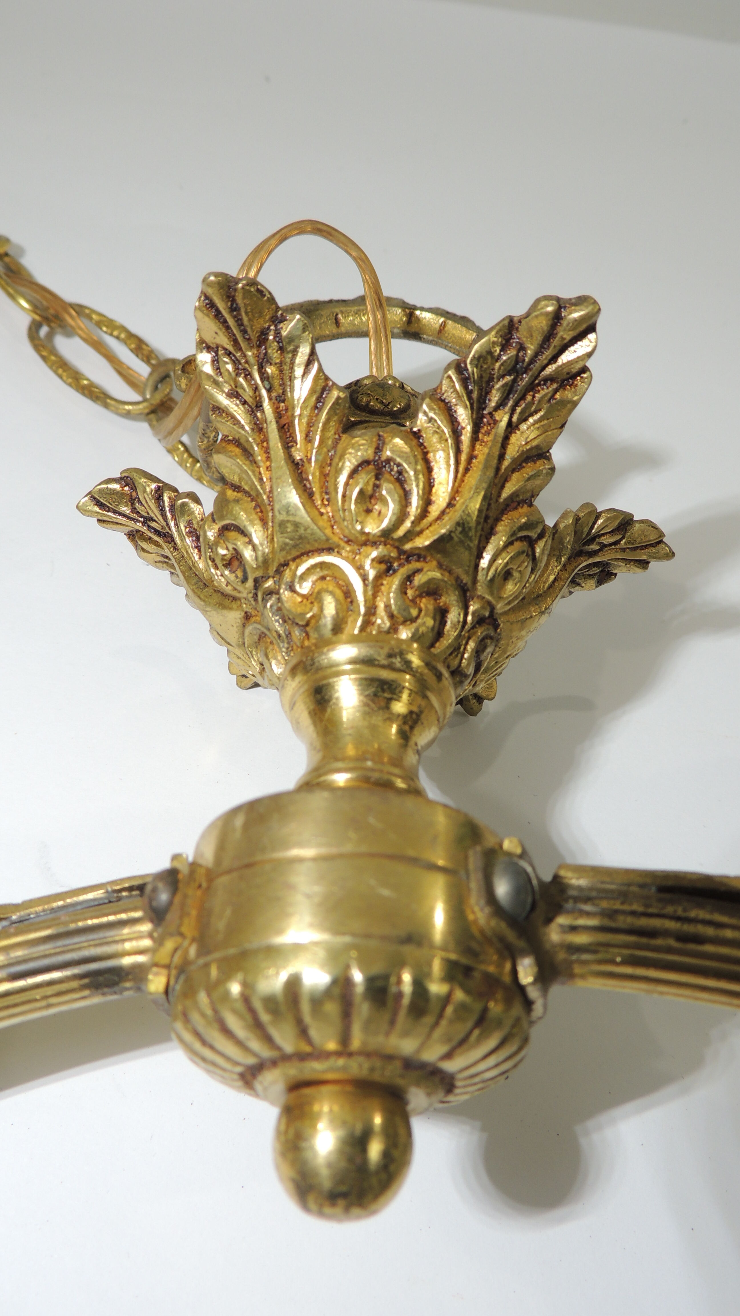 Suspension bronze brass and opaline / vintage